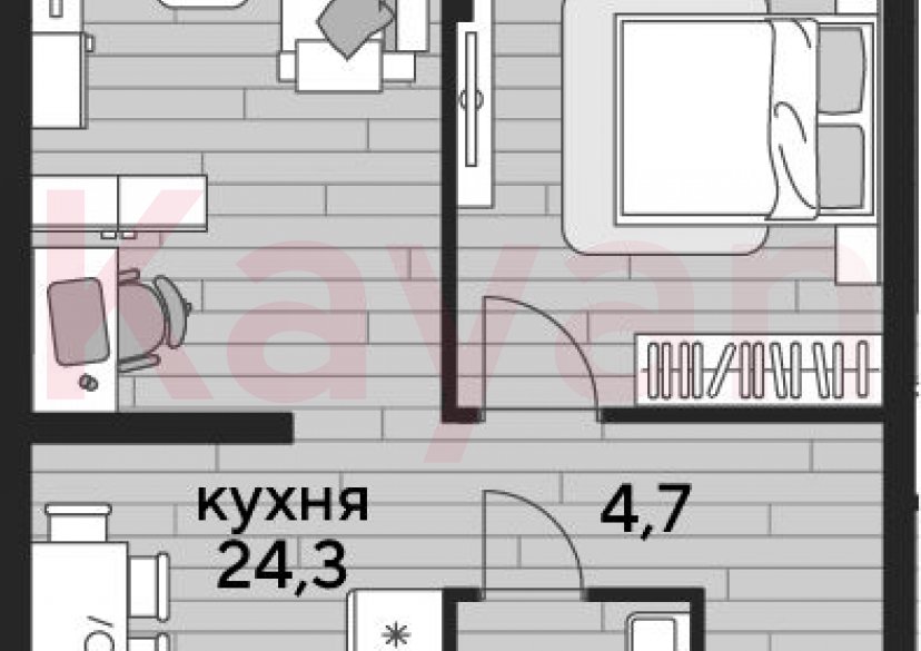 Продажа 1-комн. квартиры, 47.7 кв.м фото 0