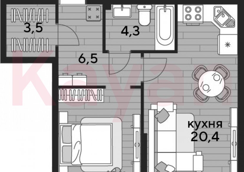 Продажа 1-комн. квартиры, 45.5 кв.м фото 0