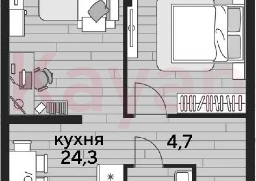 Продажа 1-комн. квартиры, 47.7 кв.м фото 0