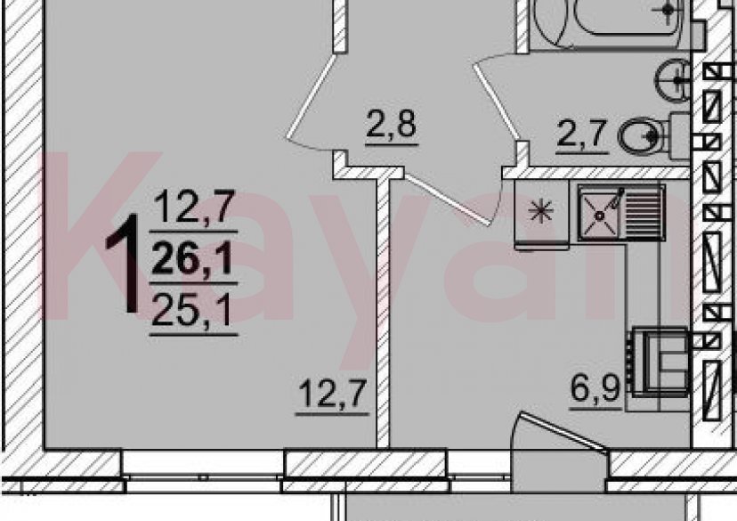 Продажа 1-комн. квартиры, 25.1 кв.м фото 0