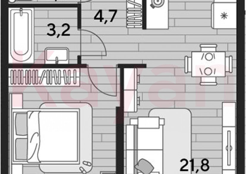 Продажа 1-комн. квартиры, 45.8 кв.м фото 0