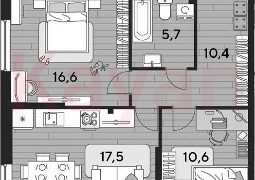 Продажа 2-комн. квартиры, 60.8 кв.м фото 0