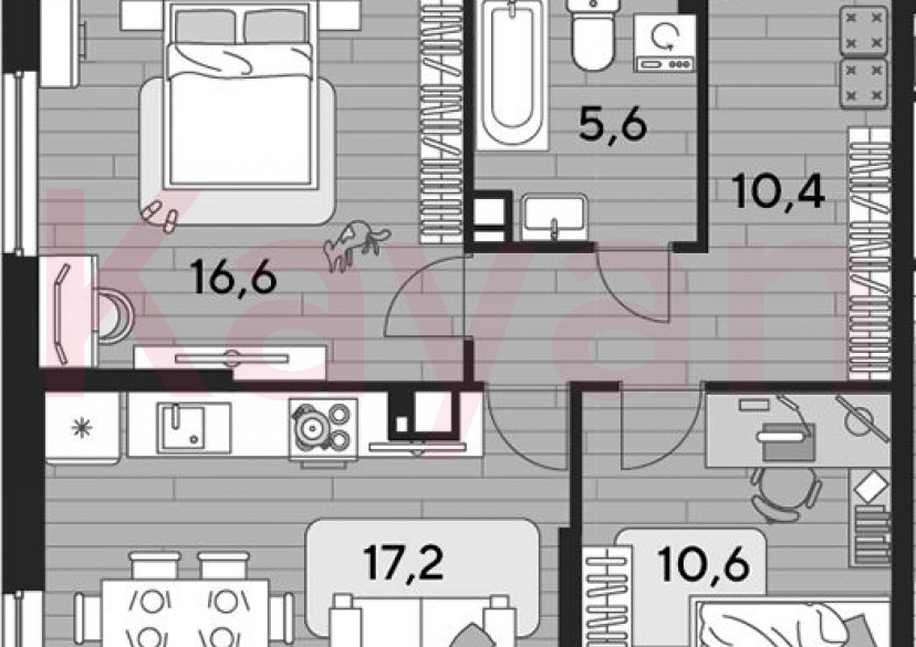 Продажа 2-комн. квартиры, 60.4 кв.м фото 0