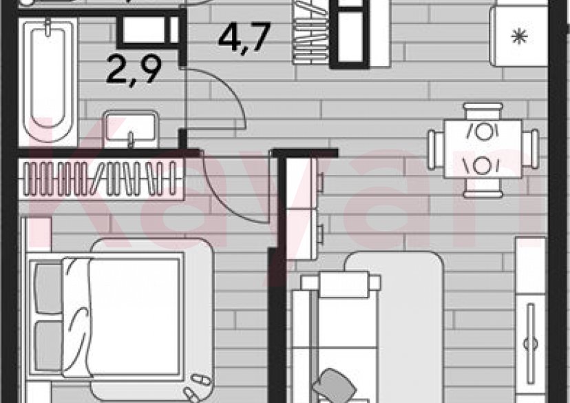 Продажа 1-комн. квартиры, 46.5 кв.м фото 0