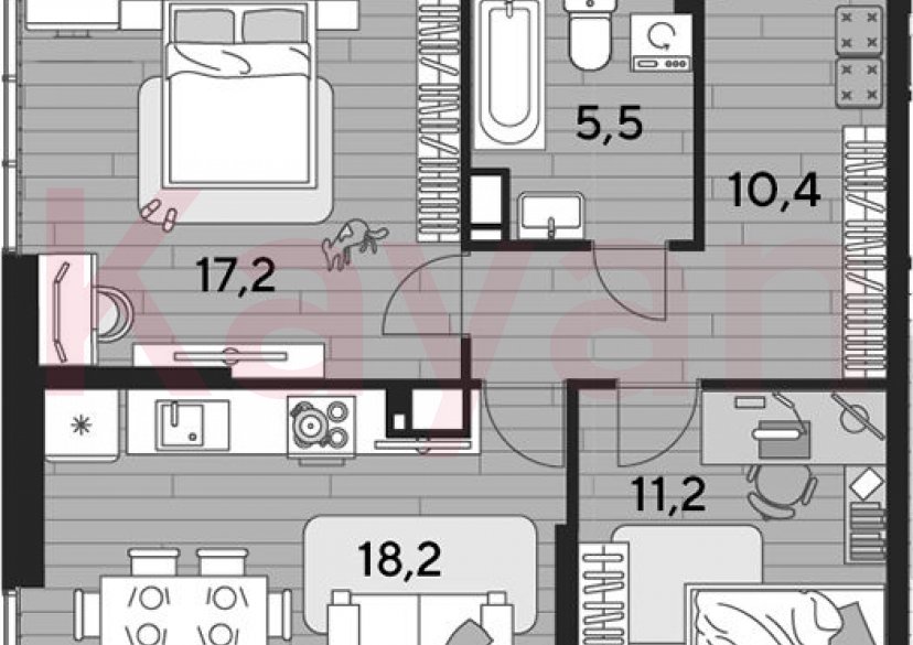 Продажа 2-комн. квартиры, 62.5 кв.м фото 0