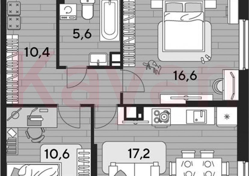 Продажа 2-комн. квартиры, 60.4 кв.м фото 0