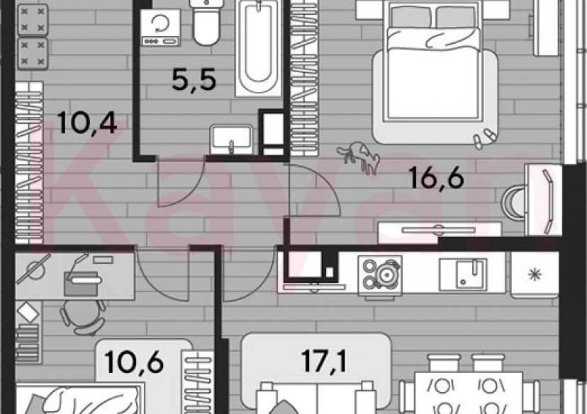 Продажа 2-комн. квартиры, 60.2 кв.м фото 0