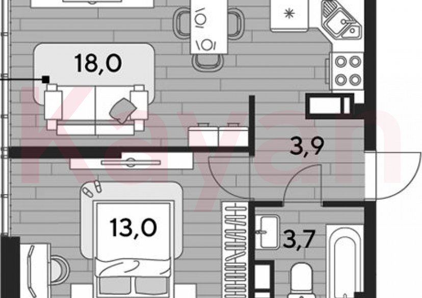 Продажа 2-комн. квартиры, 38.6 кв.м фото 0