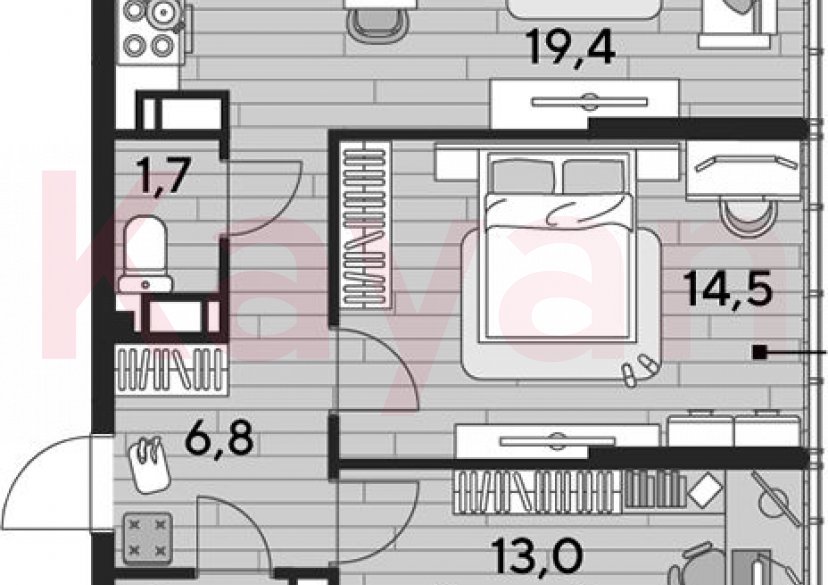 Продажа 2-комн. квартиры, 58.8 кв.м фото 0