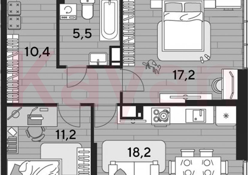 Продажа 2-комн. квартиры, 62.5 кв.м фото 0