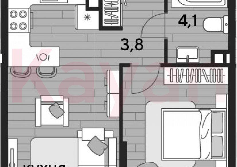 Продажа 1-комн. квартиры, 41.6 кв.м фото 0