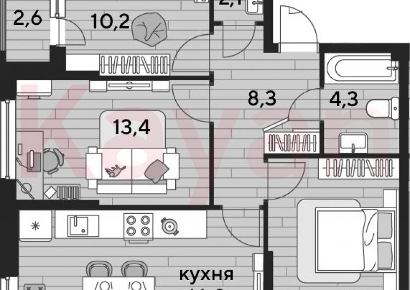 Продажа 3-комн. квартиры, 68 кв.м фото 0