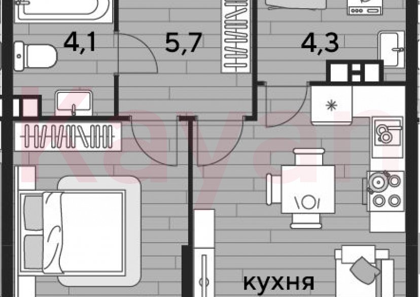 Продажа 1-комн. квартиры, 44.4 кв.м фото 0