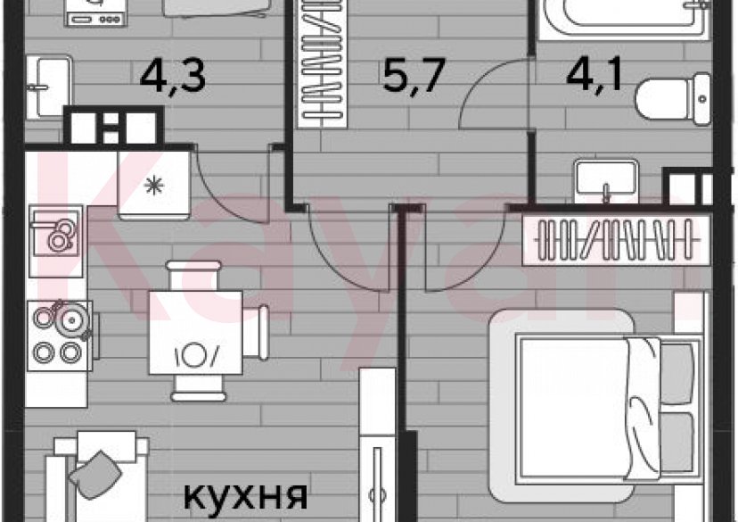 Продажа 1-комн. квартиры, 44.4 кв.м фото 0