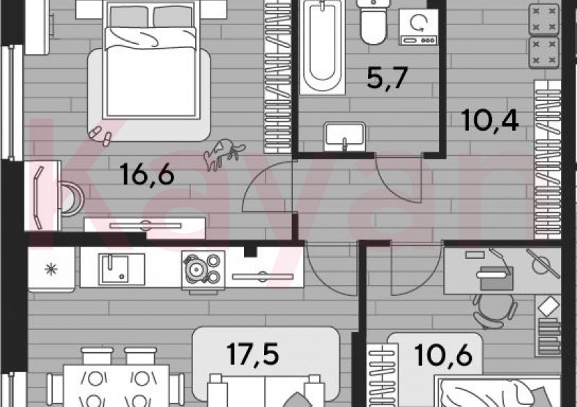 Продажа 2-комн. квартиры, 60.8 кв.м фото 0