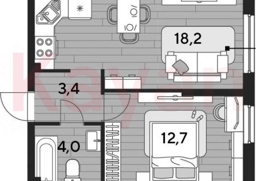 Продажа 1-комн. квартиры, 38.3 кв.м фото 0