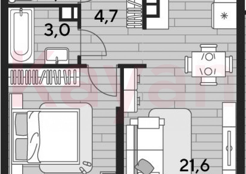 Продажа 1-комн. квартиры, 45.4 кв.м фото 0