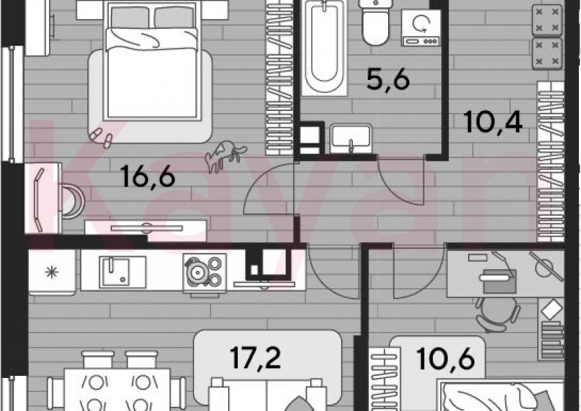 Продажа 2-комн. квартиры, 60.4 кв.м фото 0