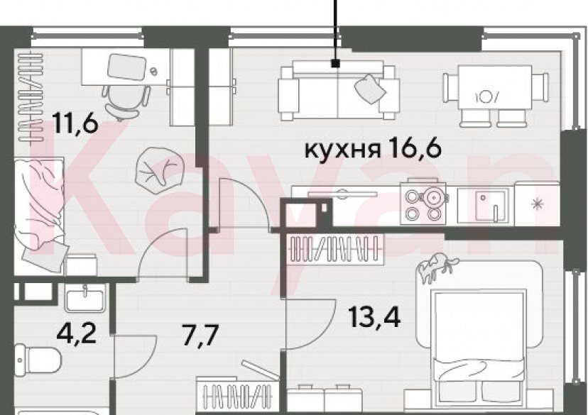 Продажа 2-комн. квартиры, 53.5 кв.м фото 0