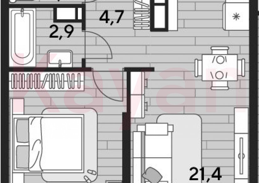 Продажа 1-комн. квартиры, 45.1 кв.м фото 0