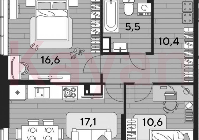 Продажа 2-комн. квартиры, 60.2 кв.м фото 0