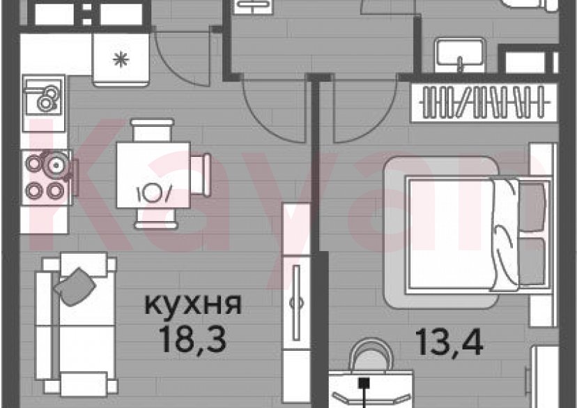 Продажа 1-комн. квартиры, 45.5 кв.м фото 0