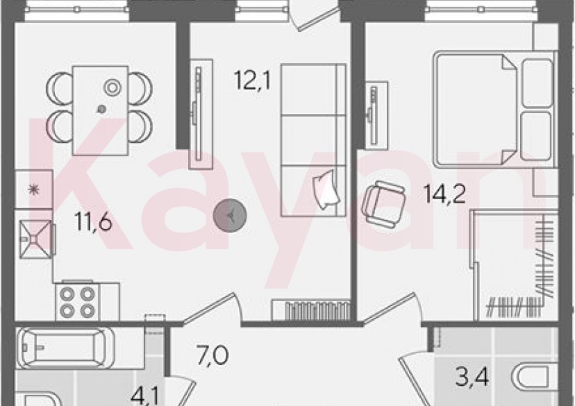 Продажа 2-комн. квартиры, 52.4 кв.м фото 0