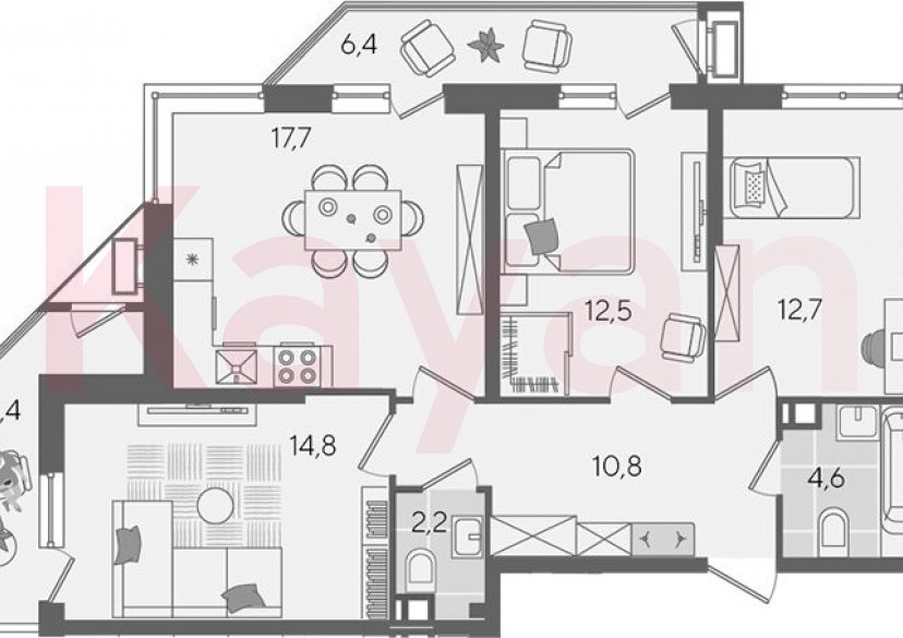 Продажа 4-комн. квартиры, 75.3 кв.м фото 0