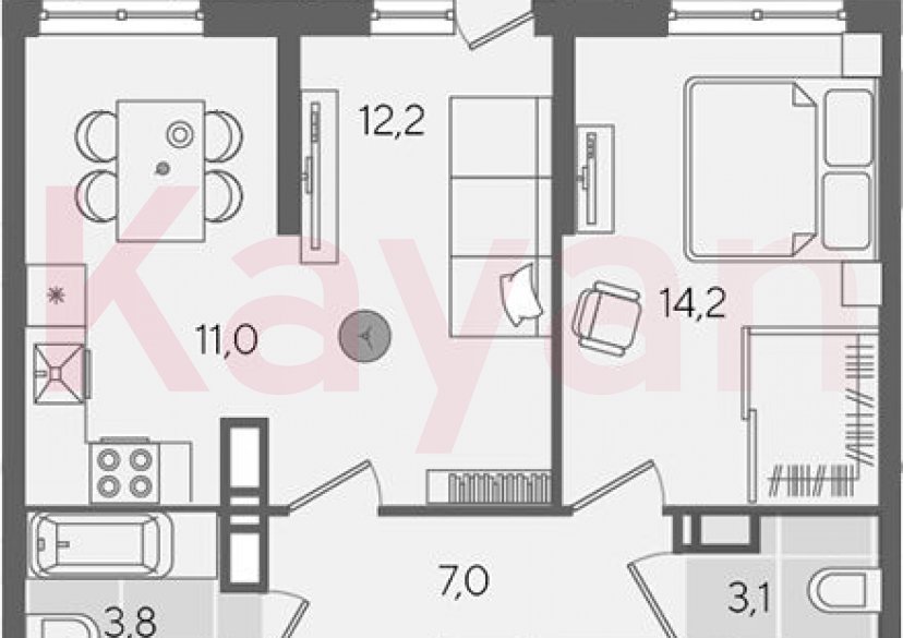 Продажа 2-комн. квартиры, 51.3 кв.м фото 0