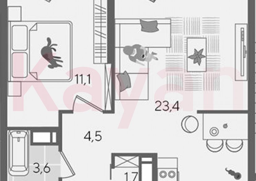 Продажа 2-комн. квартиры, 44.3 кв.м фото 0