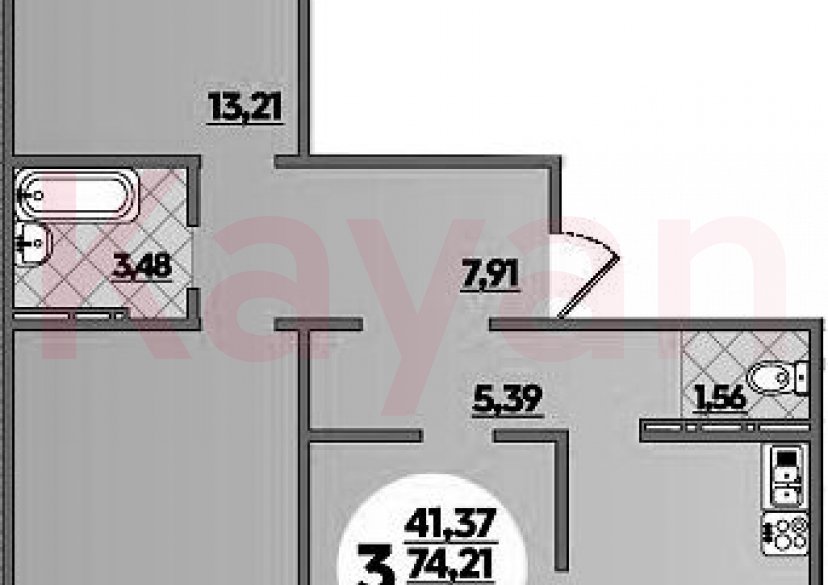 Продажа 3-комн. квартиры, 74.21 кв.м фото 0