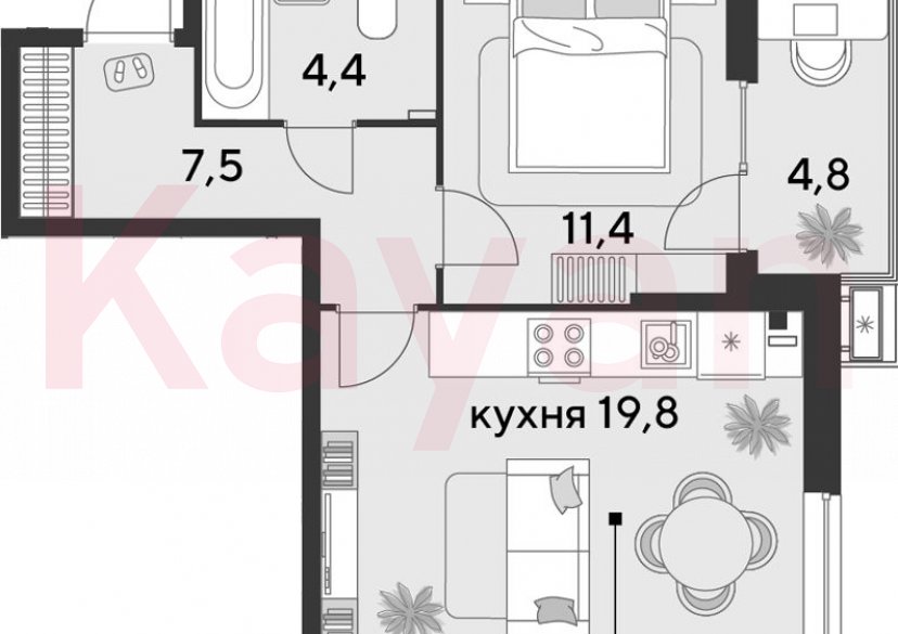 Продажа 2-комн. квартиры, 43.1 кв.м фото 0