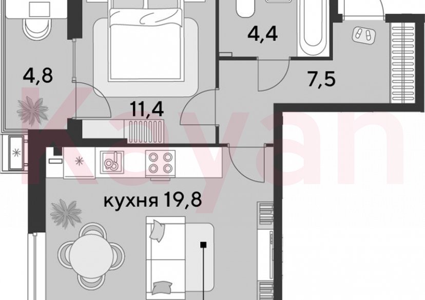 Продажа 2-комн. квартиры, 43.1 кв.м фото 0