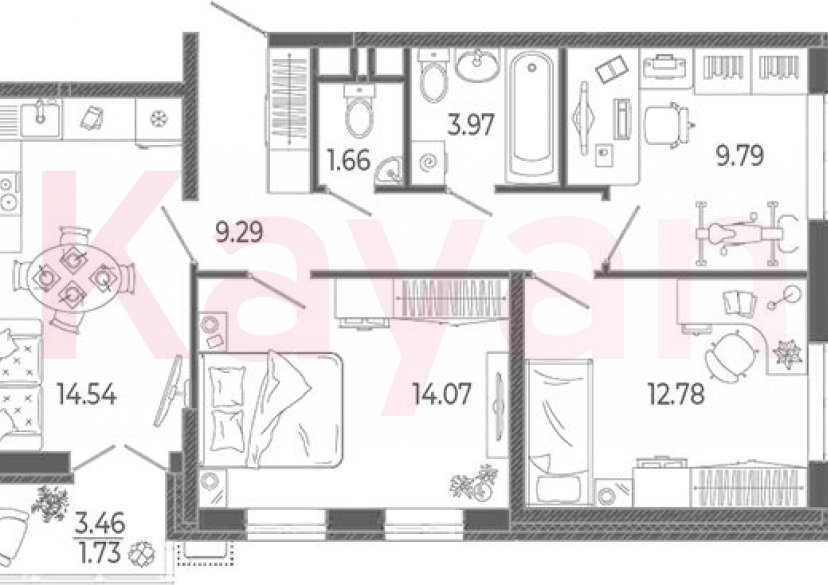 Продажа 3-комн. квартиры, 66.1 кв.м фото 0