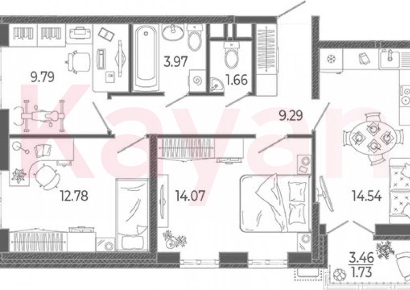 Продажа 3-комн. квартиры, 66.1 кв.м фото 0