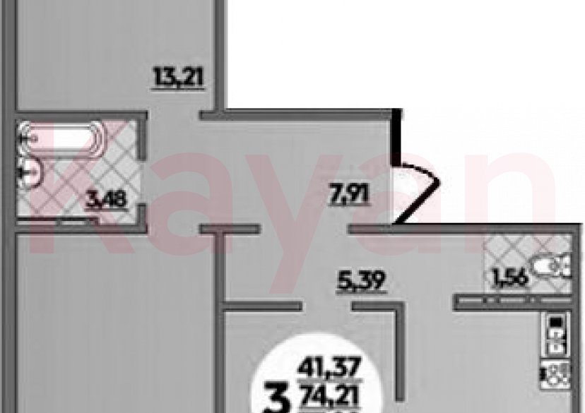 Продажа 3-комн. квартиры, 74.21 кв.м фото 0