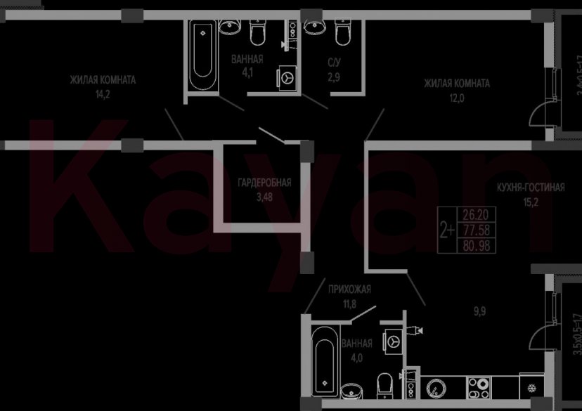 Продажа 3-комн. квартиры, 77.58 кв.м фото 0