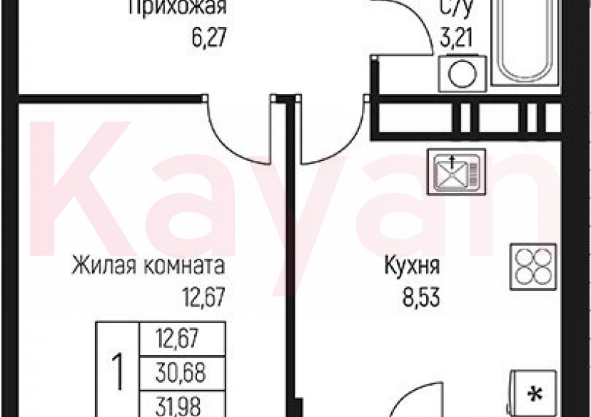 Продажа 1-комн. квартиры, 30.68 кв.м фото 0