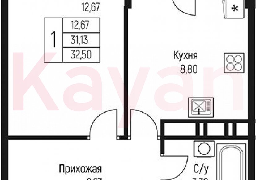 Продажа 1-комн. квартиры, 31.13 кв.м фото 0