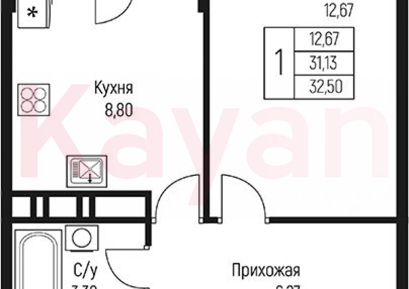 Продажа 1-комн. квартиры, 31.13 кв.м фото 0