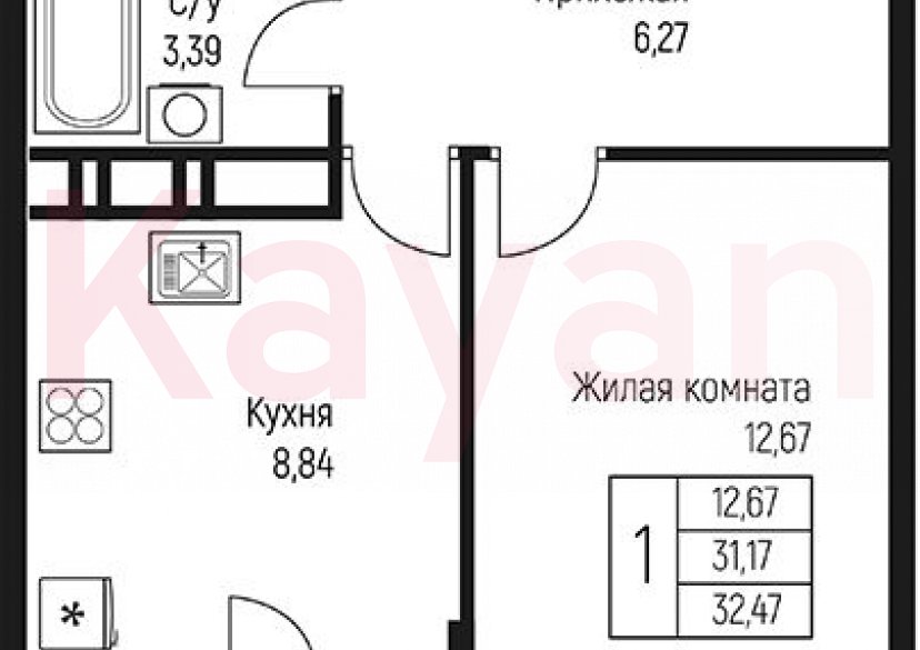 Продажа 1-комн. квартиры, 31.17 кв.м фото 0