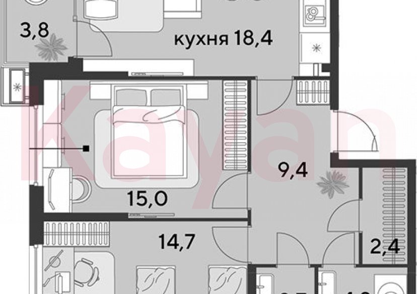 Продажа 3-комн. квартиры, 66.8 кв.м фото 0