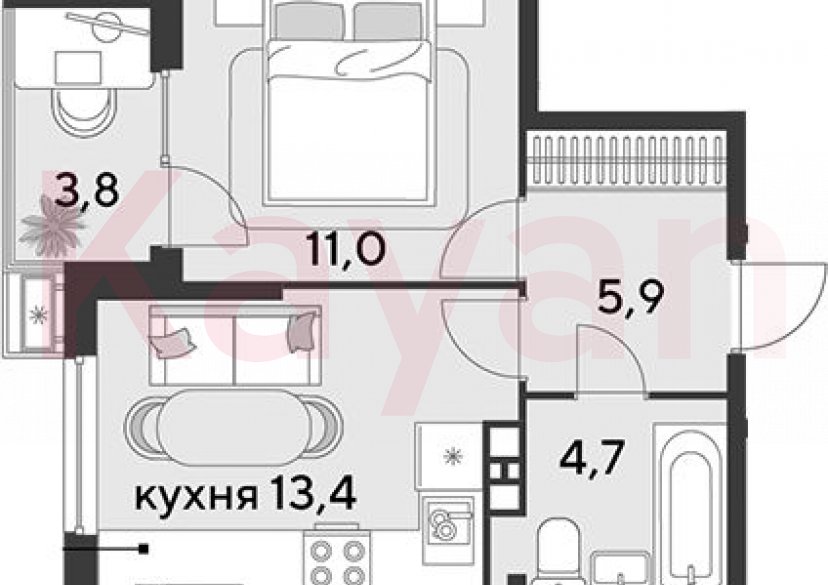 Продажа 1-комн. квартиры, 35 кв.м фото 0