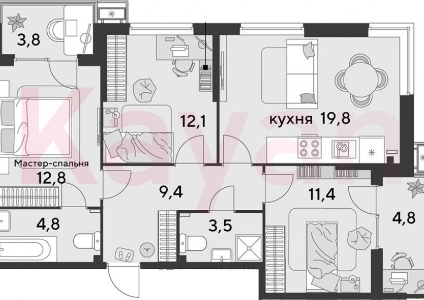 Продажа 4-комн. квартиры, 73.8 кв.м фото 0