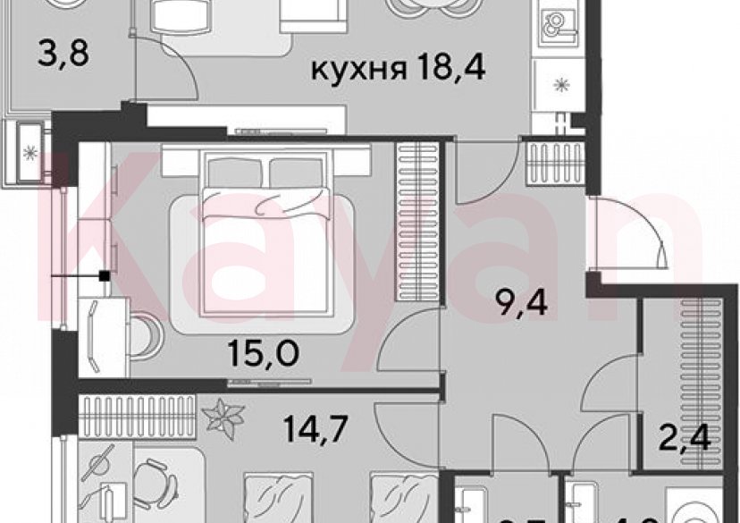 Продажа 3-комн. квартиры, 66.8 кв.м фото 0