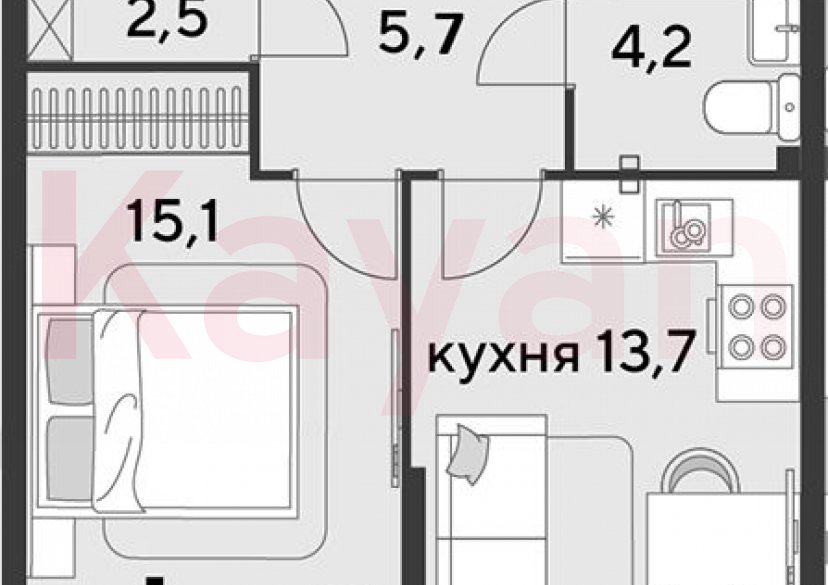 Продажа 1-комн. квартиры, 41.2 кв.м фото 0