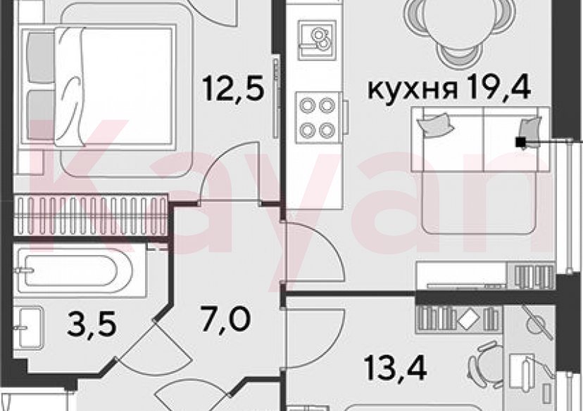 Продажа 3-комн. квартиры, 58.5 кв.м фото 0