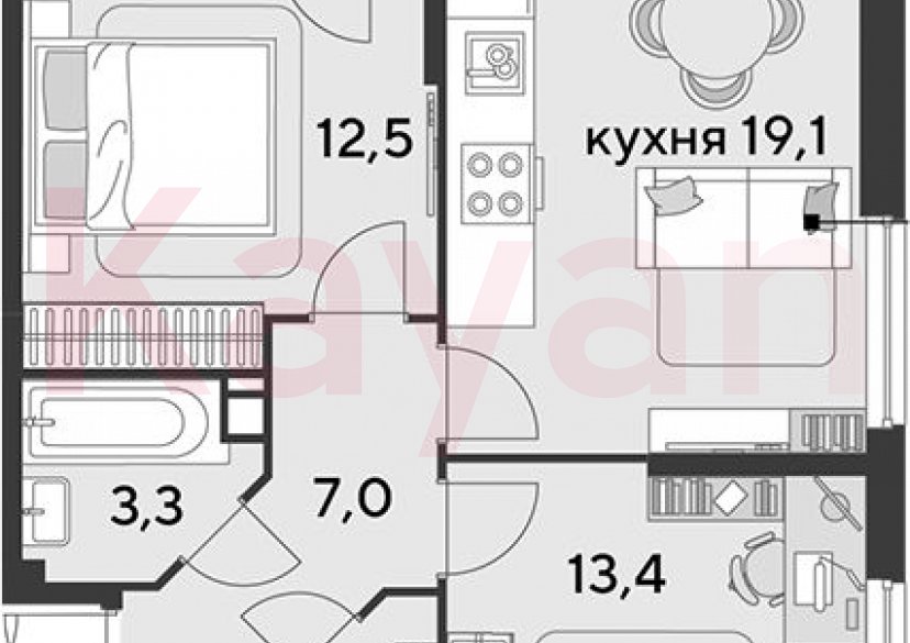 Продажа 3-комн. квартиры, 57.8 кв.м фото 0