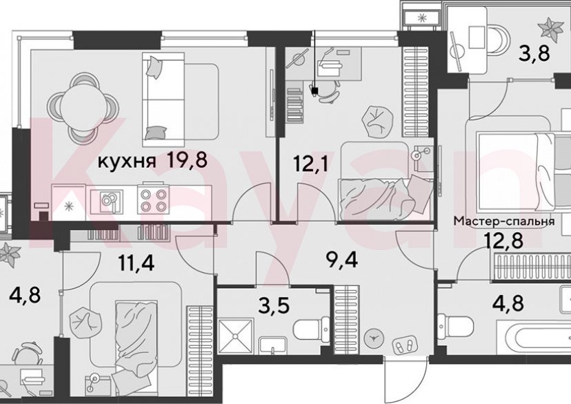 Продажа 4-комн. квартиры, 73.8 кв.м фото 0