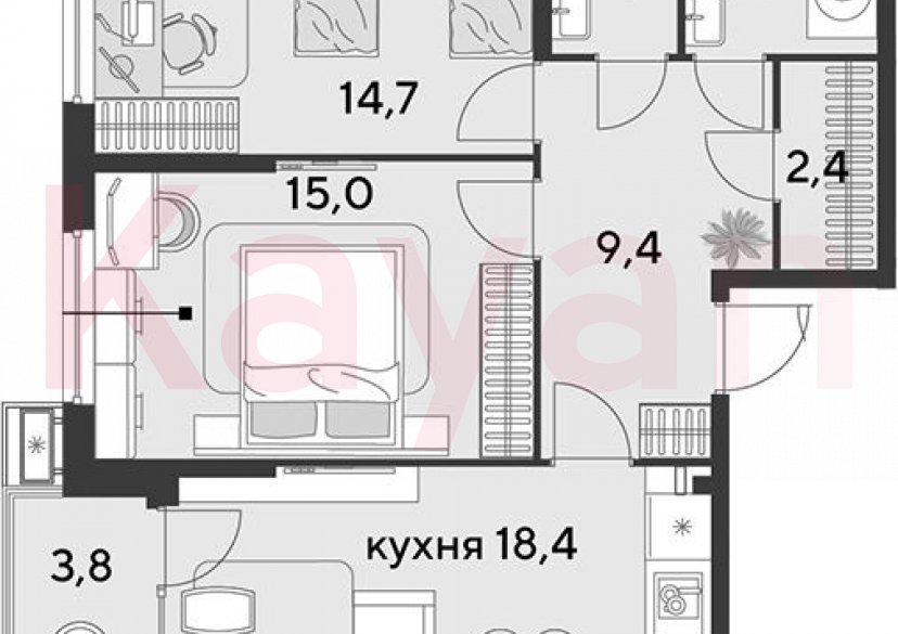 Продажа 3-комн. квартиры, 66.8 кв.м фото 0